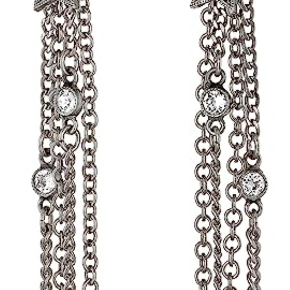 BEN AMUN JEWELRY Crystal Star Dangle Earrings in Silver New - Picture 9 of 9